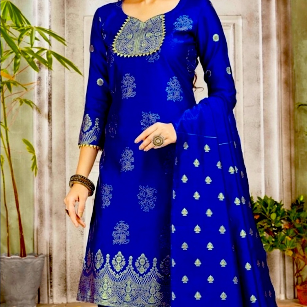 Pant Style Blue Suit For Festival